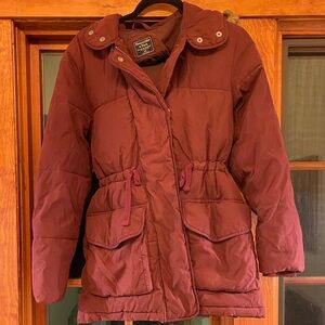 Abercrombie & Fitch Women's Burgundy Puffer Coat
